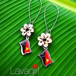 Lavagirl PNG Flag Shell Flower Earrings